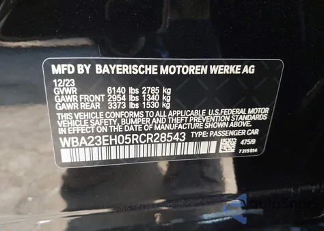 2024 BMW 740 I z USA, uszkodzony, nr VIN WBA23EH03RCR2A543